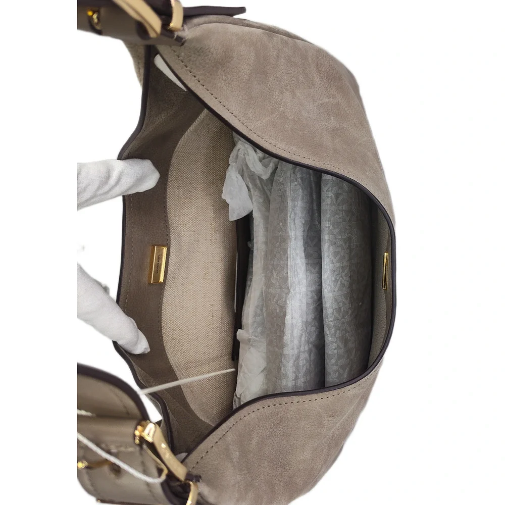 Michael Kors Nolita Large Nubuck Hobo Shoulder Bag Birch/Tan/Beige - NWT